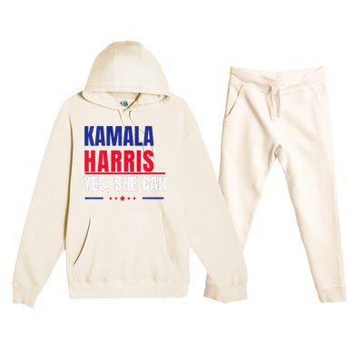 Kamala Harris Yes She Can Bold Political Statement Premium Premium Hooded Sweatsuit Set