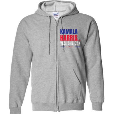 Kamala Harris Yes She Can Bold Political Statement Premium Full Zip Hoodie