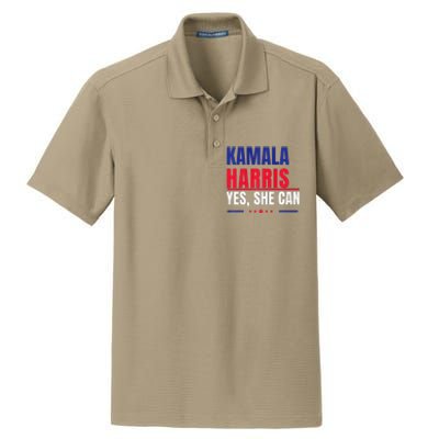 Kamala Harris Yes She Can Bold Political Statement Premium Dry Zone Grid Polo