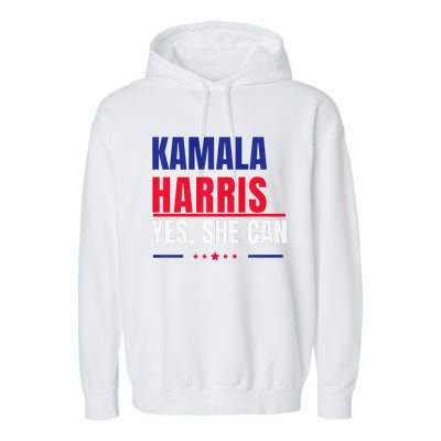 Kamala Harris Yes She Can Bold Political Statement Premium Garment-Dyed Fleece Hoodie