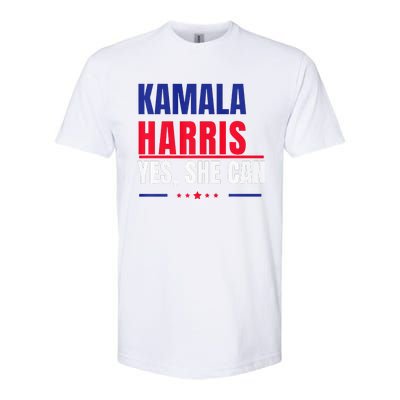 Kamala Harris Yes She Can Bold Political Statement Premium Softstyle CVC T-Shirt