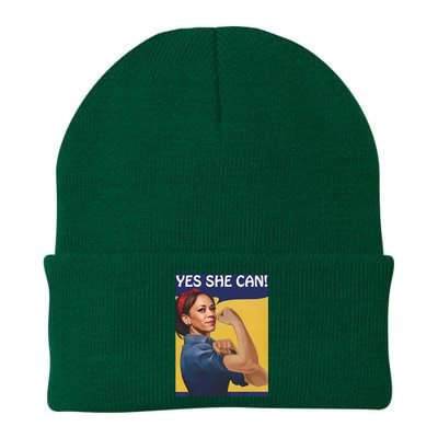 Kamala Harris Yes She Can Knit Cap Winter Beanie