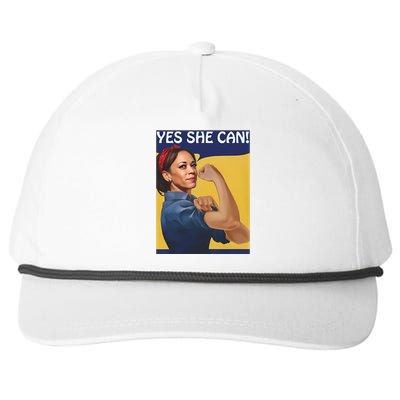 Kamala Harris Yes She Can Snapback Five-Panel Rope Hat