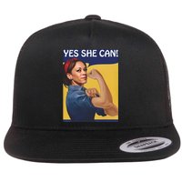 Kamala Harris Yes She Can Flat Bill Trucker Hat