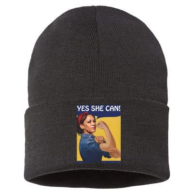 Kamala Harris Yes She Can Sustainable Knit Beanie