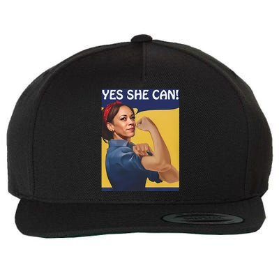 Kamala Harris Yes She Can Wool Snapback Cap