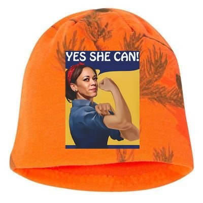 Kamala Harris Yes She Can Kati - Camo Knit Beanie