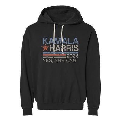 Kamala Harris Yes She Can Kamala Harris 2024 President Garment-Dyed Fleece Hoodie