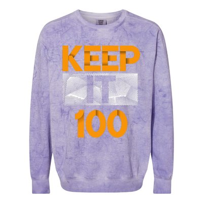 Keep It 100 Orange Color Graphic Colorblast Crewneck Sweatshirt