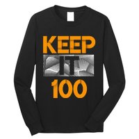 Keep It 100 Orange Color Graphic Long Sleeve Shirt