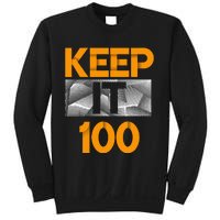 Keep It 100 Orange Color Graphic Sweatshirt