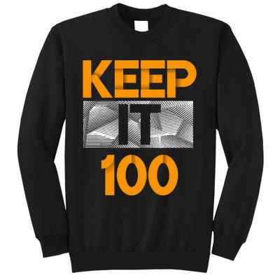 Keep It 100 Orange Color Graphic Sweatshirt