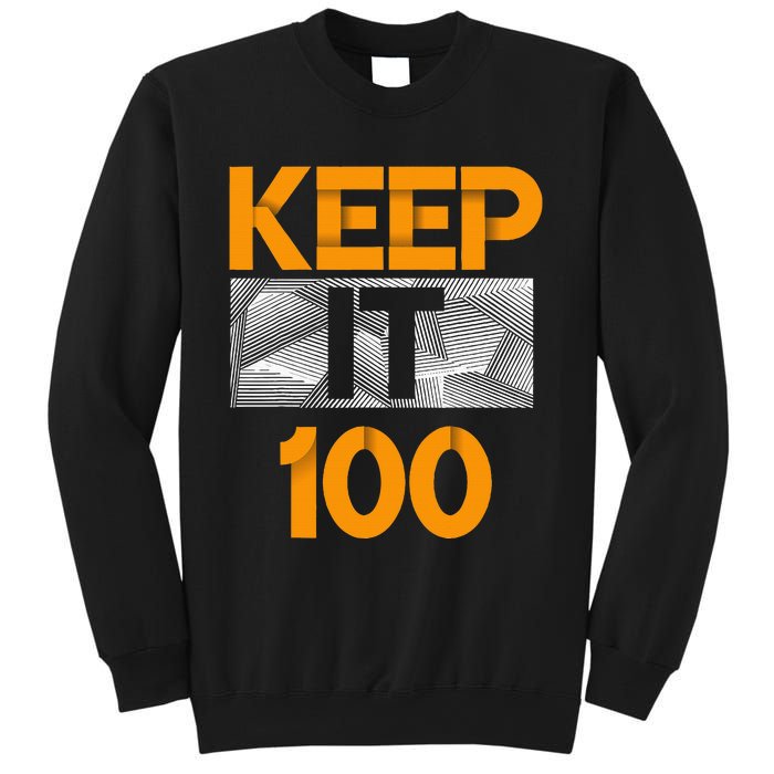 Keep It 100 Orange Color Graphic Sweatshirt