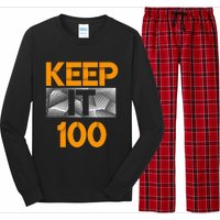 Keep It 100 Orange Color Graphic Long Sleeve Pajama Set