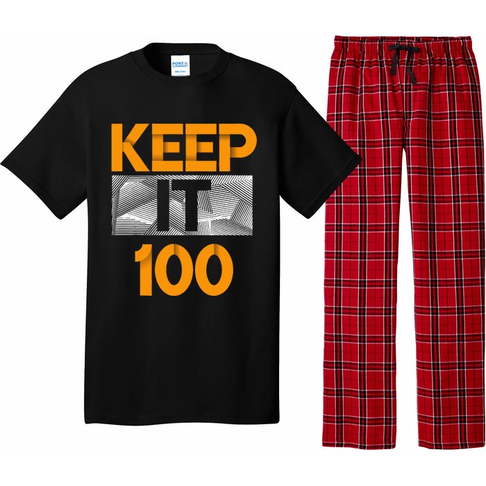 Keep It 100 Orange Color Graphic Pajama Set