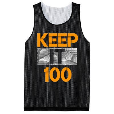 Keep It 100 Orange Color Graphic Mesh Reversible Basketball Jersey Tank