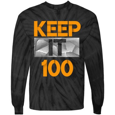 Keep It 100 Orange Color Graphic Tie-Dye Long Sleeve Shirt