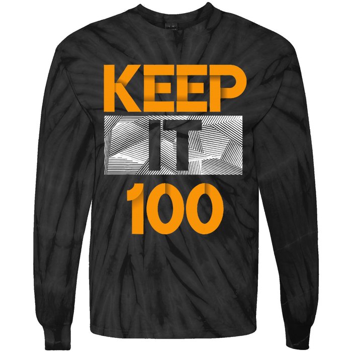 Keep It 100 Orange Color Graphic Tie-Dye Long Sleeve Shirt