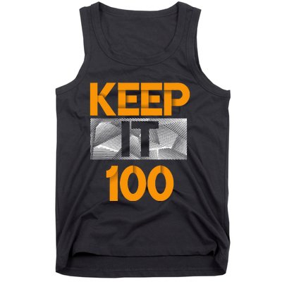 Keep It 100 Orange Color Graphic Tank Top