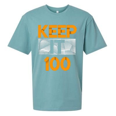 Keep It 100 Orange Color Graphic Sueded Cloud Jersey T-Shirt