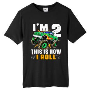 Kids Im 2 This Is How I Roll Monster Truck 2nd Birthday Tall Fusion ChromaSoft Performance T-Shirt