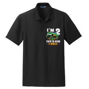 Kids Im 2 This Is How I Roll Monster Truck 2nd Birthday Dry Zone Grid Polo