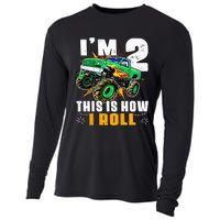 Kids Im 2 This Is How I Roll Monster Truck 2nd Birthday Cooling Performance Long Sleeve Crew