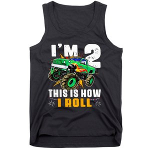 Kids Im 2 This Is How I Roll Monster Truck 2nd Birthday Tank Top