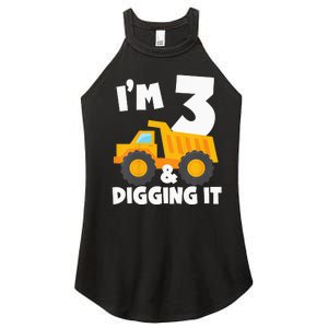 Kids Im 3 And Digging It 3rd Birthday Construction Truck Women’s Perfect Tri Rocker Tank