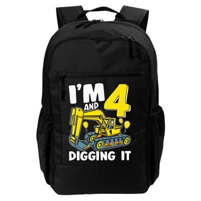 Kids Im 4 And Digging It 4 Years 4th Birthday Excavator Backpack