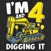Kids Im 4 And Digging It 4 Years 4th Birthday Excavator 11oz C Handle Ceramic Mug