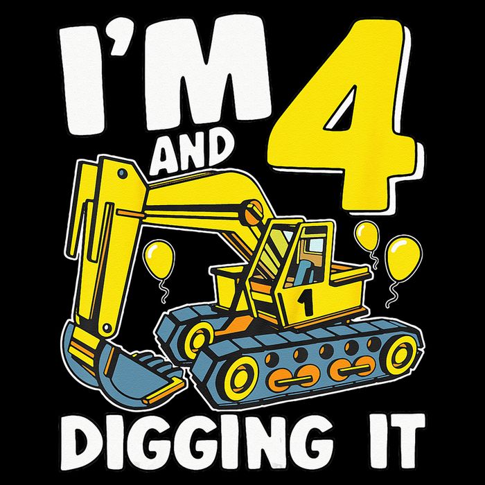 Kids Im 4 And Digging It 4 Years 4th Birthday Excavator 16 in Basic Backpack