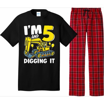 Kids Im 5 And Digging It 5 Years 5th Birthday Excavator Pajama Set