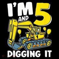 Kids Im 5 And Digging It 5 Years 5th Birthday Excavator 16 in Basic Backpack