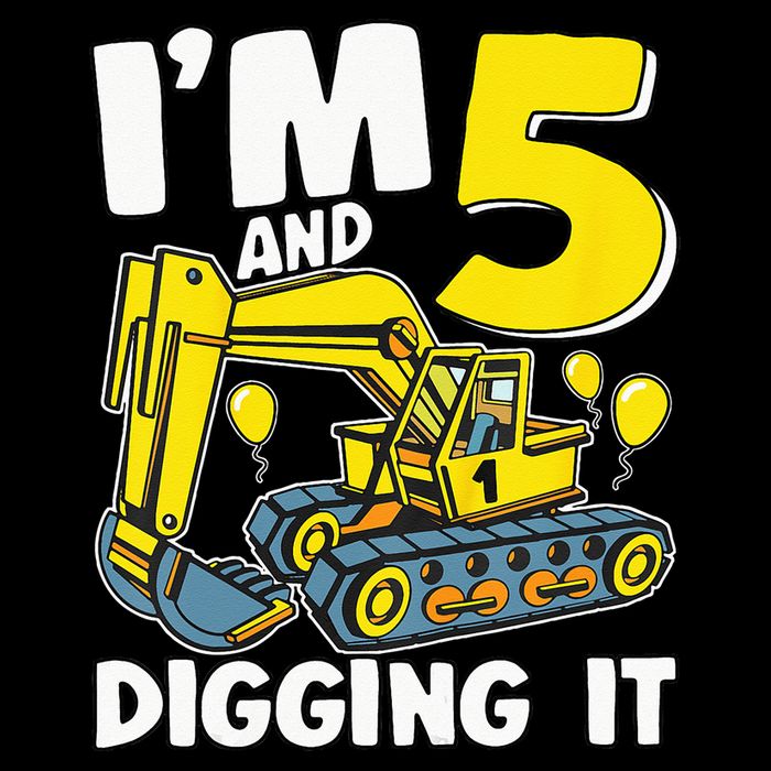 Kids Im 5 And Digging It 5 Years 5th Birthday Excavator 16 in Basic Backpack