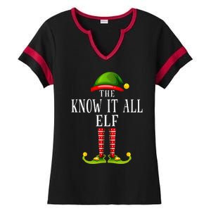 Know it all Elf Christmas Matching Family Group PJS Ladies Halftime Notch Neck Tee