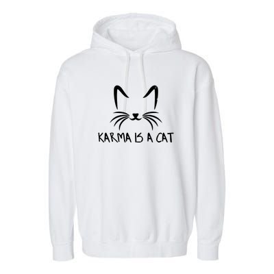 Karma Is A Cat Funny Vintage Garment-Dyed Fleece Hoodie