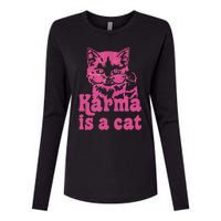 Karma Is A Cat Womens Cotton Relaxed Long Sleeve T-Shirt