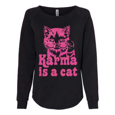 Karma Is A Cat Womens California Wash Sweatshirt