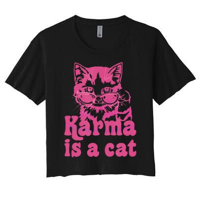 Karma Is A Cat Women's Crop Top Tee