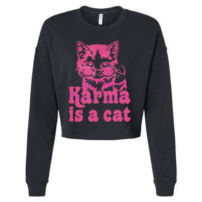 Karma Is A Cat Cropped Pullover Crew