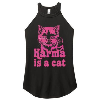 Karma Is A Cat Women's Perfect Tri Rocker Tank