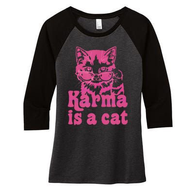 Karma Is A Cat Women's Tri-Blend 3/4-Sleeve Raglan Shirt