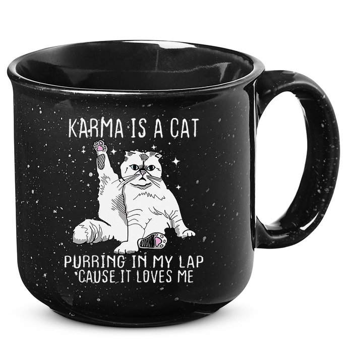 Karma is a Cat Purring in My Lap Cause It's Loves Me 15oz Campfire Ceramic Mug