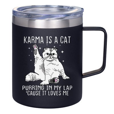 Karma is a Cat Purring in My Lap Cause It's Loves Me 12oz Stainless Steel Coffee Mug