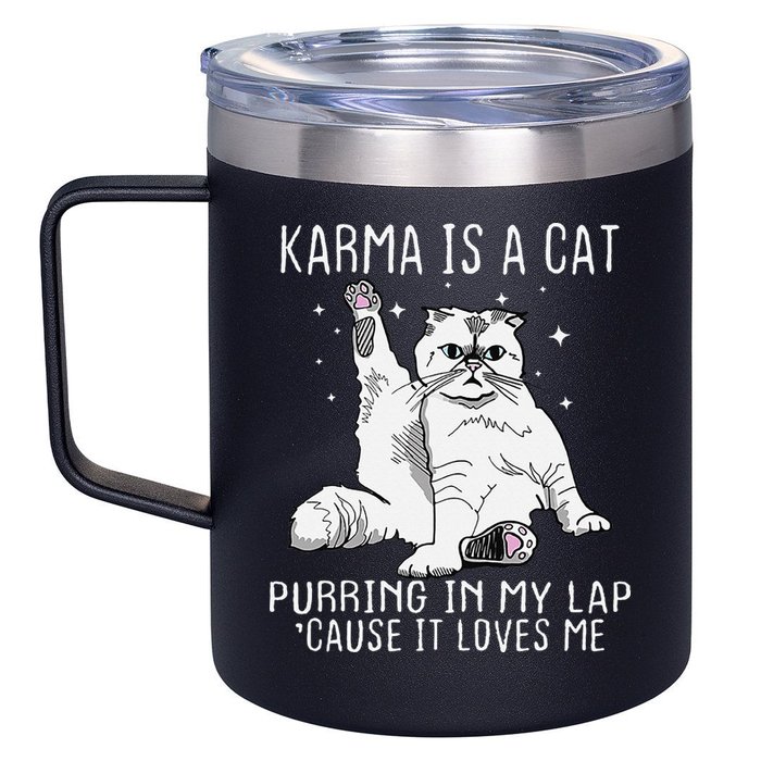 Karma is a Cat Purring in My Lap Cause It's Loves Me 12oz Stainless Steel Coffee Mug