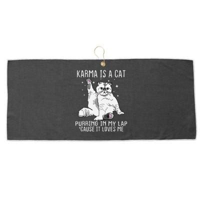 Karma is a Cat Purring in My Lap Cause It's Loves Me Large Microfiber Waffle Golf Towel