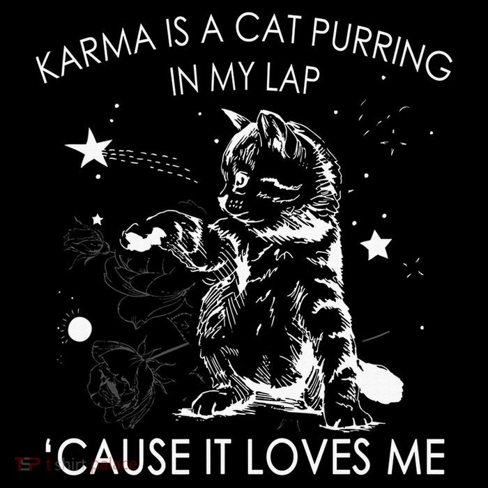 Karma Is A Cat Purring In My Lap Cause It Loves Me Cat Lover Flexfit Unipanel Trucker Cap
