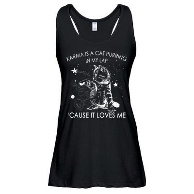 Karma Is A Cat Purring In My Lap Cause It Loves Me Cat Lover Ladies Essential Flowy Tank