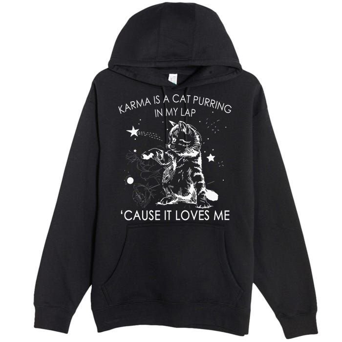 Karma Is A Cat Purring In My Lap Cause It Loves Me Cat Lover Premium Pullover Hoodie